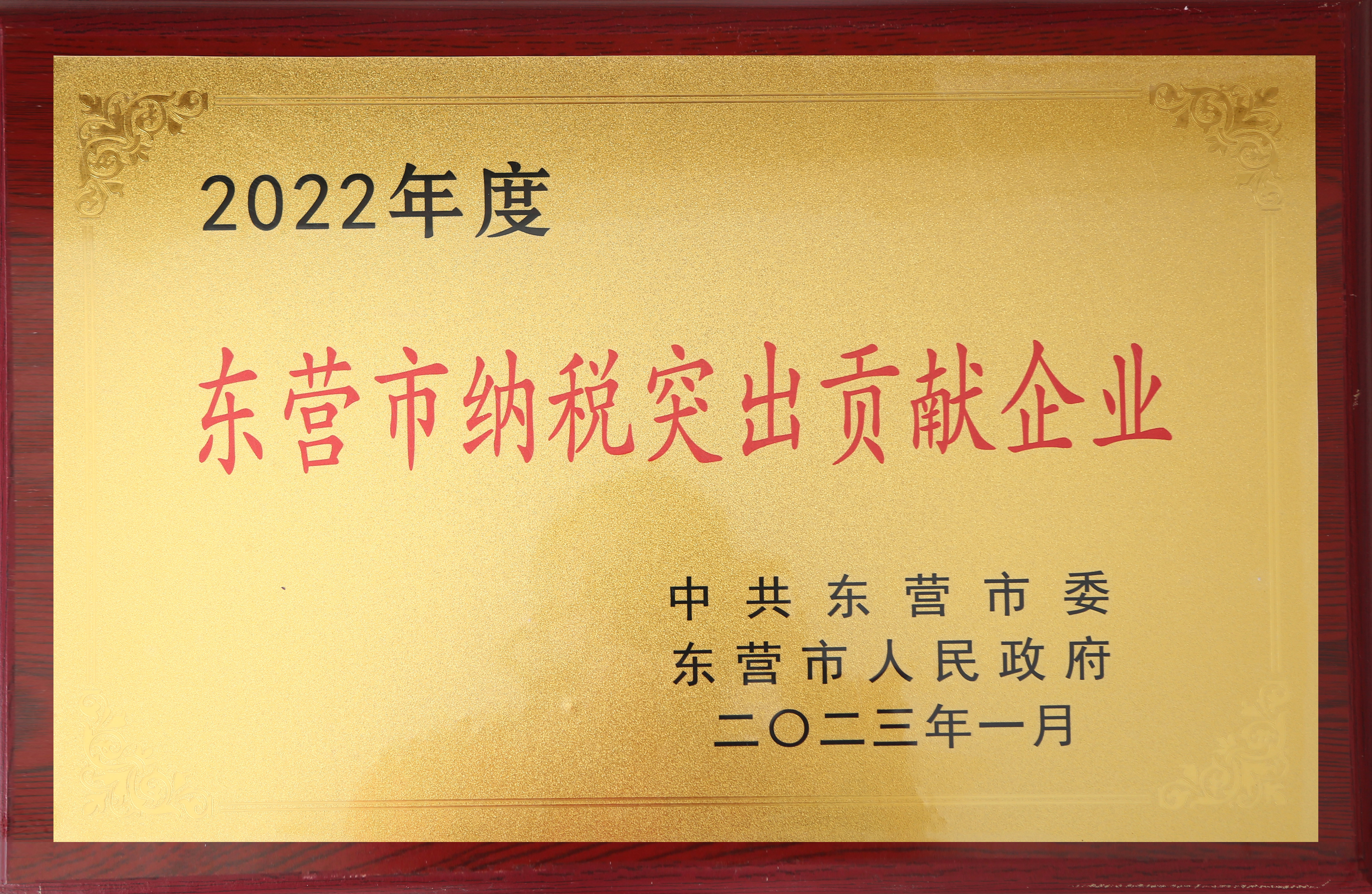 Dongying City tax outstanding contribution enterprises